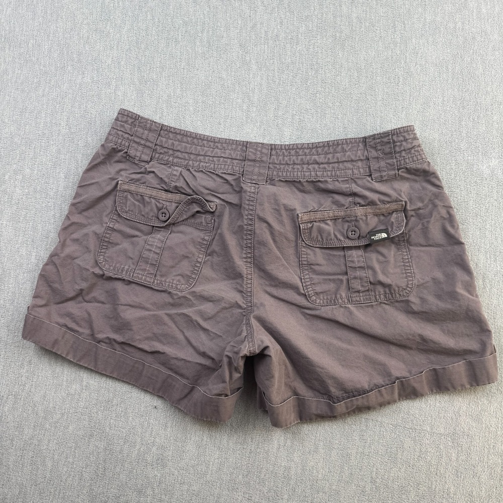 The North Face Shorts Women 12 Gray Purple Chino Flat Front Cuffed Hiking Cotton - Picture 14 of 14